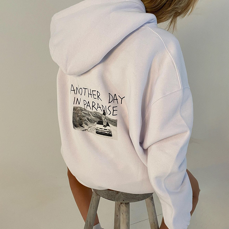 Another Day In Paradise Print Long Sleeve Hoodie