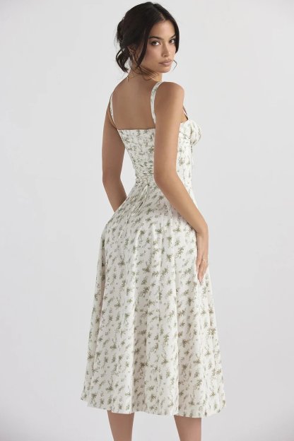 Floral Bustier Midriff Waist Shaper Dress 