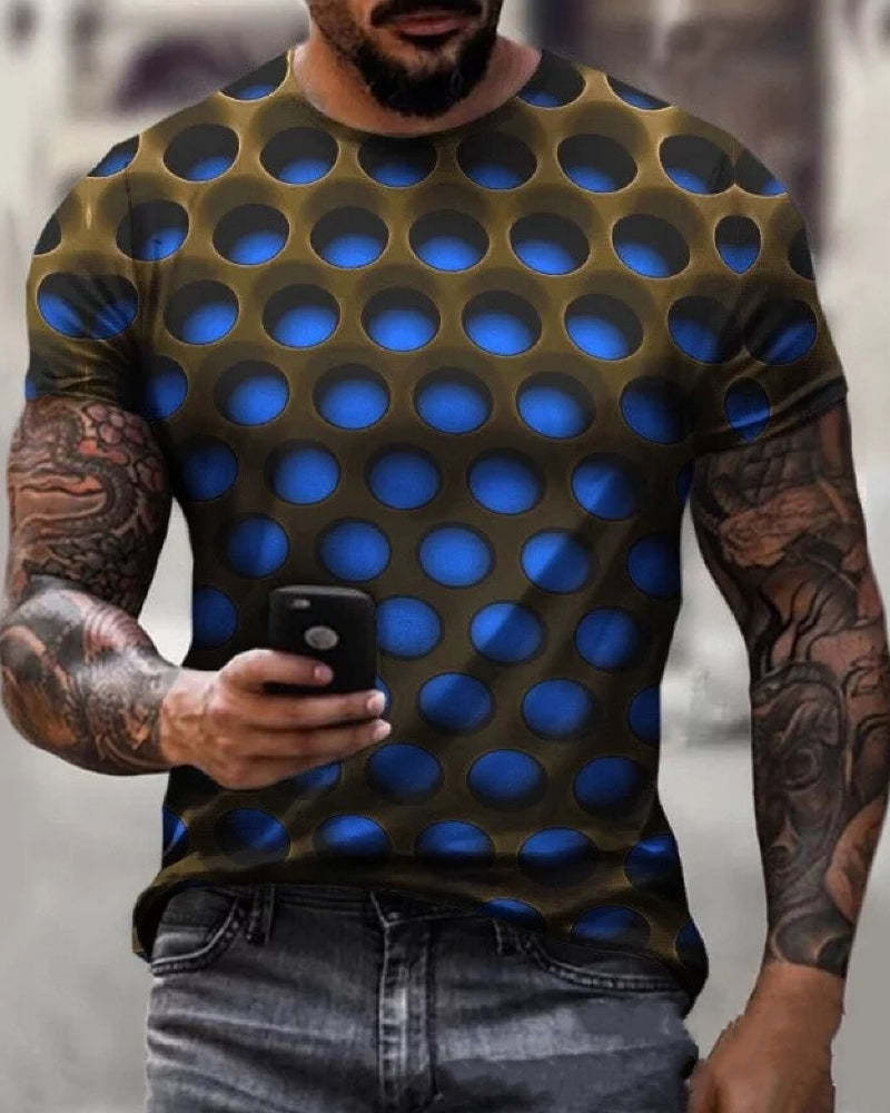 Men's T-Shirt 3D Print Graphic Optical Illusion Plus Size Short Sleeve Casual Tops