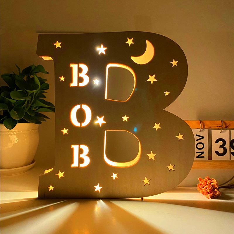  Custom Name Light, Custom Wooden Night Light Living Room Letter Lamp Wall Decor Name Light-babyanimal