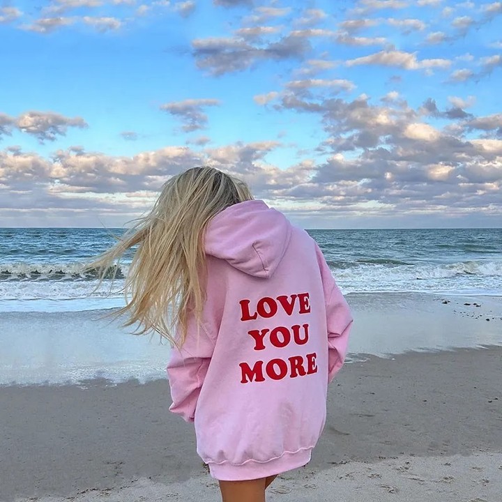 Love You More Print Hoodie