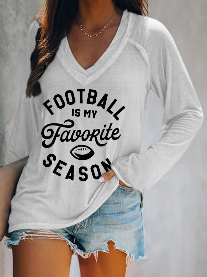 🔥🔥Football Print V-Neck Casual T-Shirt