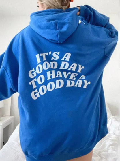 Letter Print Long Sleeve Casual Hoodie