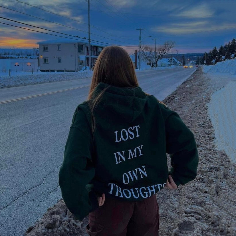 Lost In My Own Thoughts Print Hoodie
