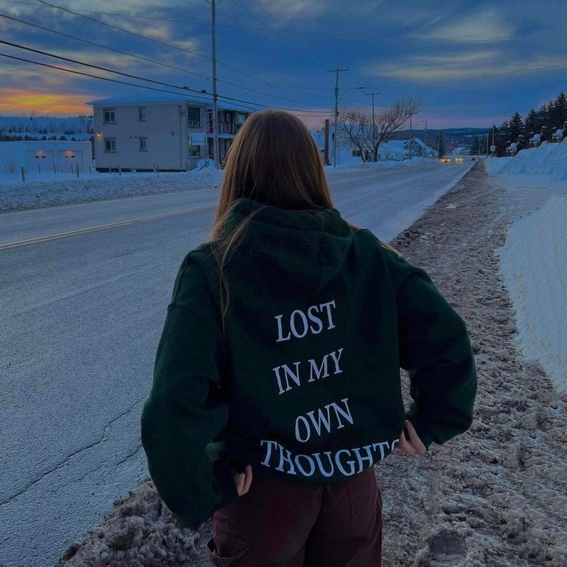 Lost In My Own Thoughts Print Hoodie