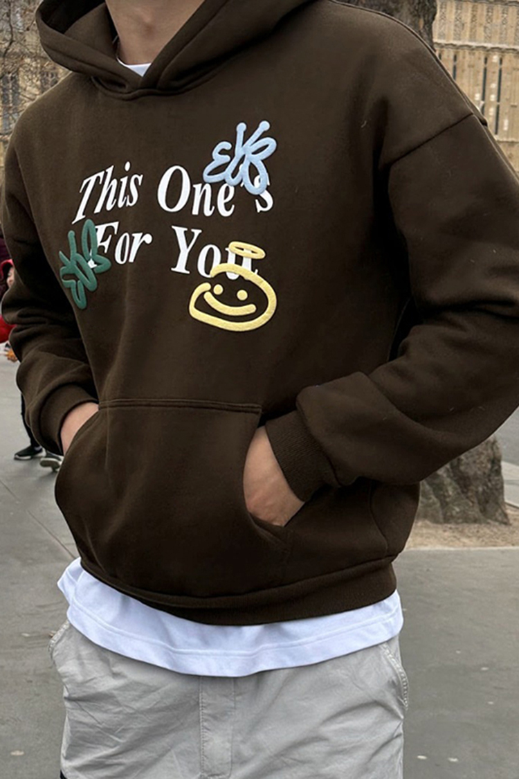This One'S For You Print Long Sleeve Hoodie