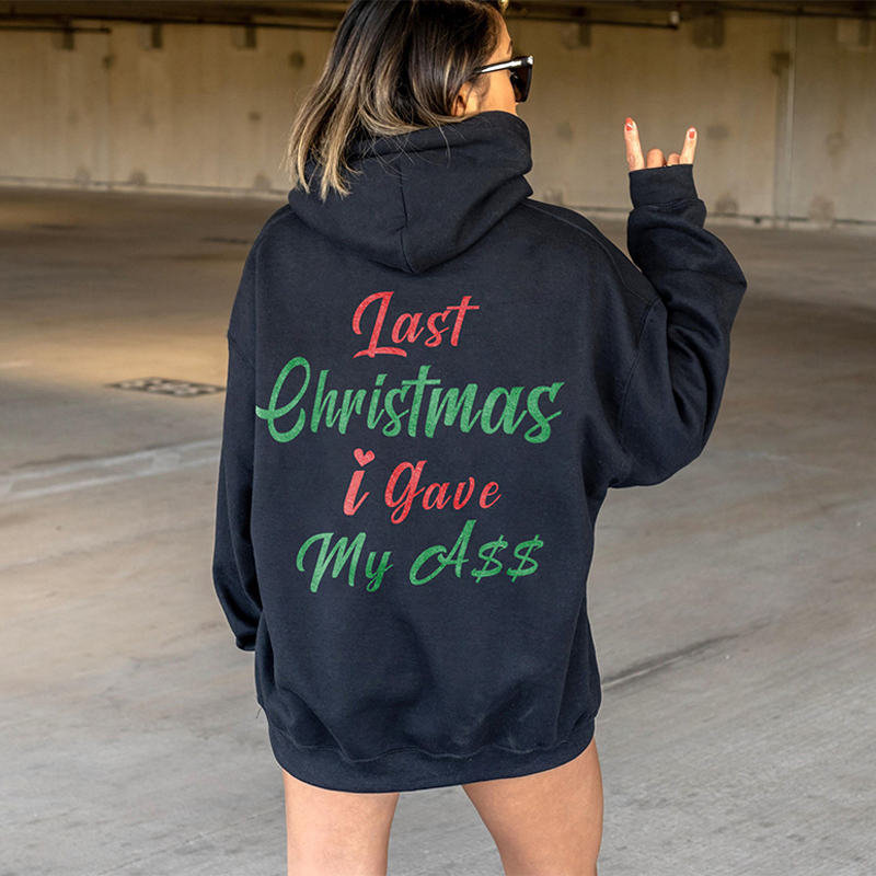 Long Sleeve Last Christmas Letter Print Hoodie