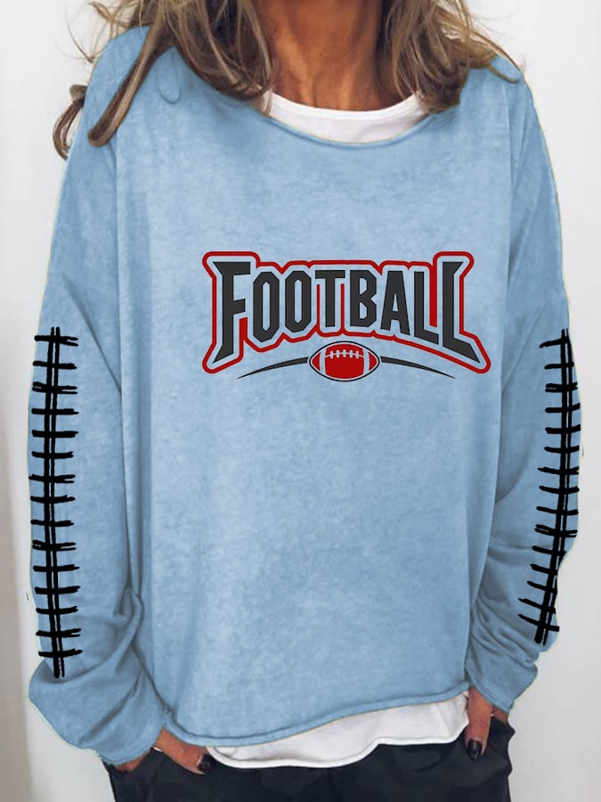 Women's Football Makes Me Happy Printed Casual Sweatshirt