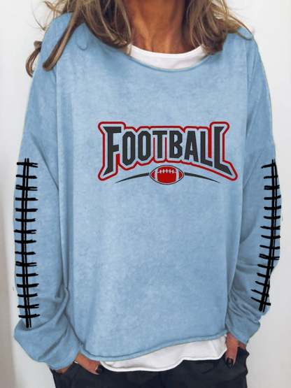 Women's Football Makes Me Happy Printed Casual Sweatshirt