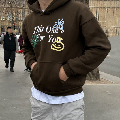 This One'S For You Print Long Sleeve Hoodie