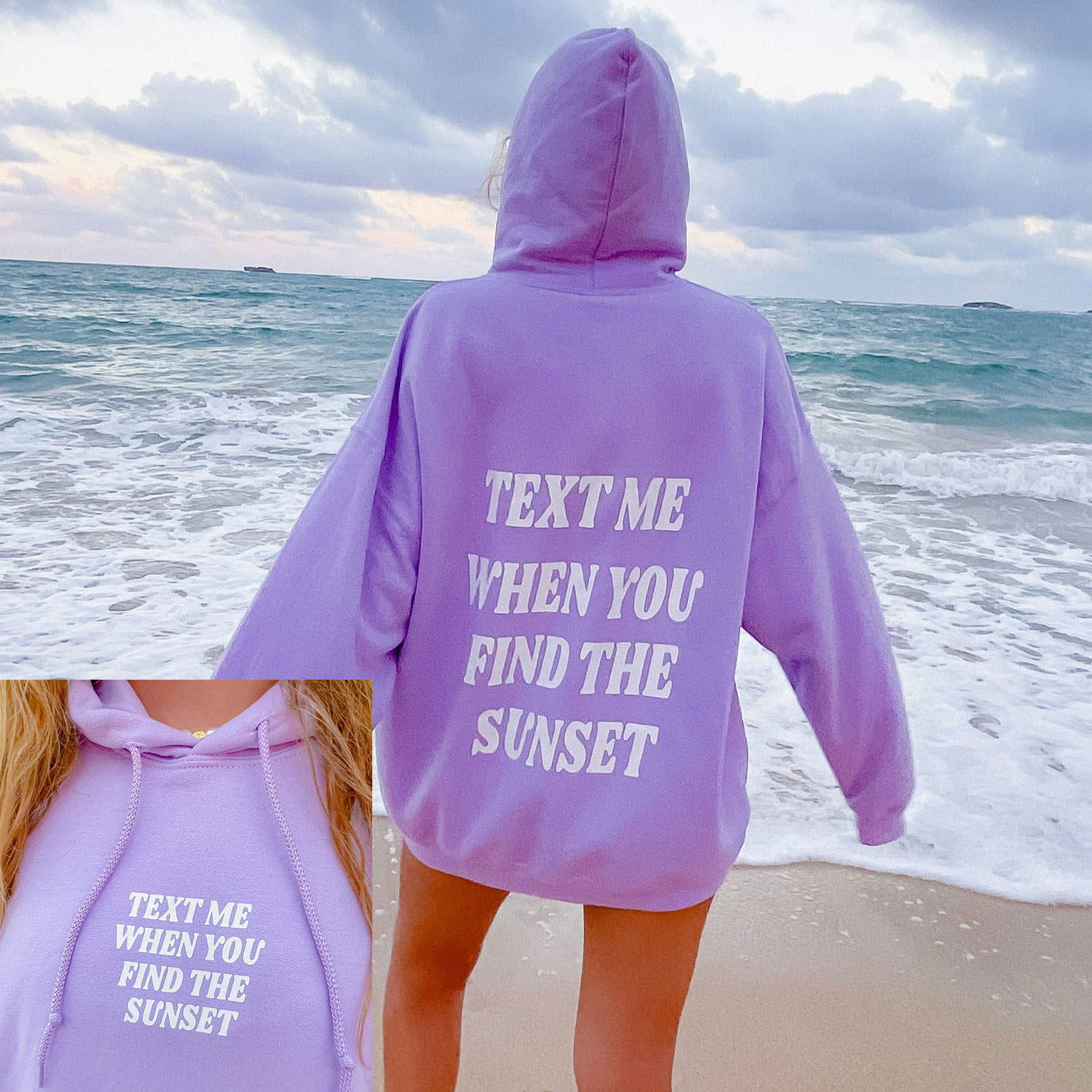Text Me When You Find The Sunset Print Hoodie