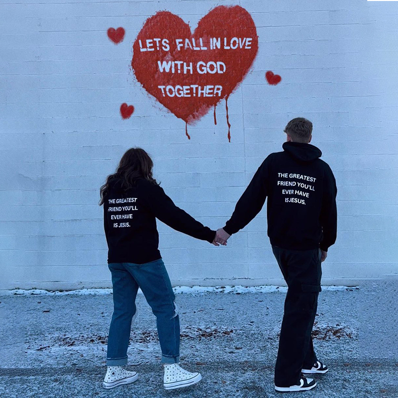 The Greatest Friend You'll Ever Have Is Jesus Printing Long Sleeve Hoodie