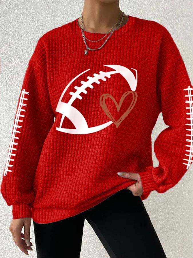 Women's Football Lover Casual Waffle Sweatshirt