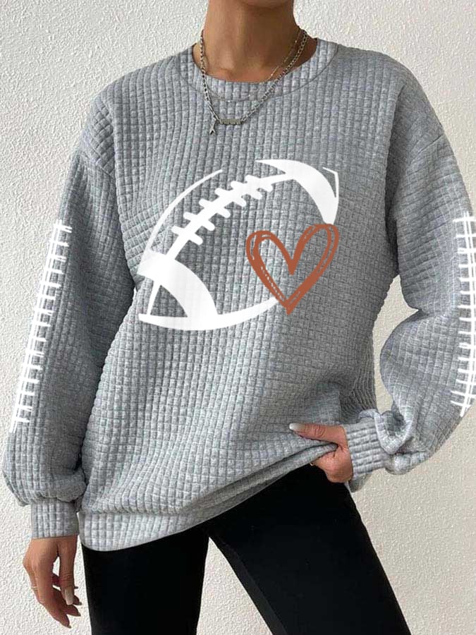 Women's Football Lover Casual Waffle Sweatshirt