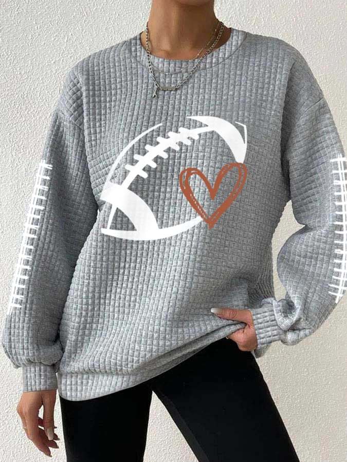 Women's Football Lover Casual Waffle Sweatshirt