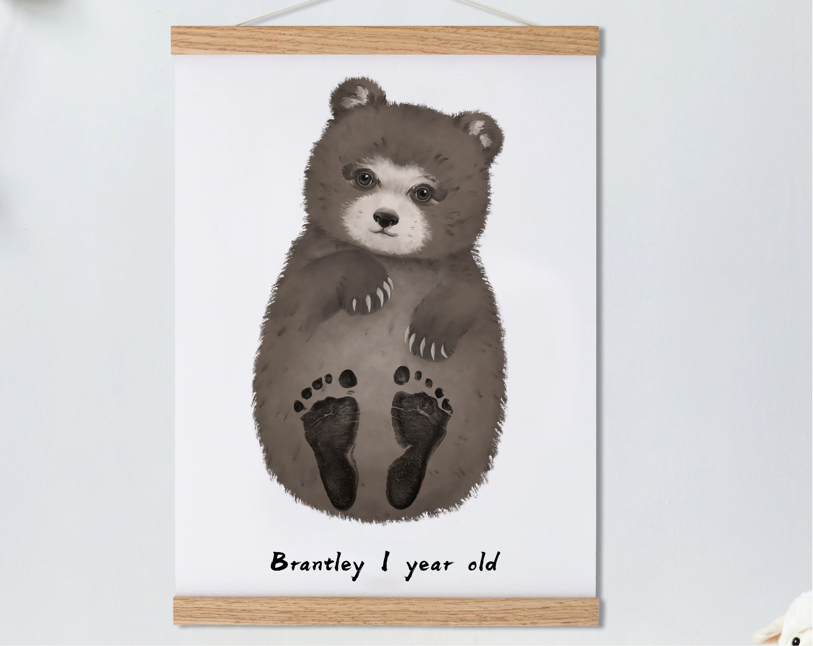 Cute Bear, Baby Gift and Pets Gift Personalized,, Footprint Set, Mural Baby & Children's Room Animals, Bear-babyanimal