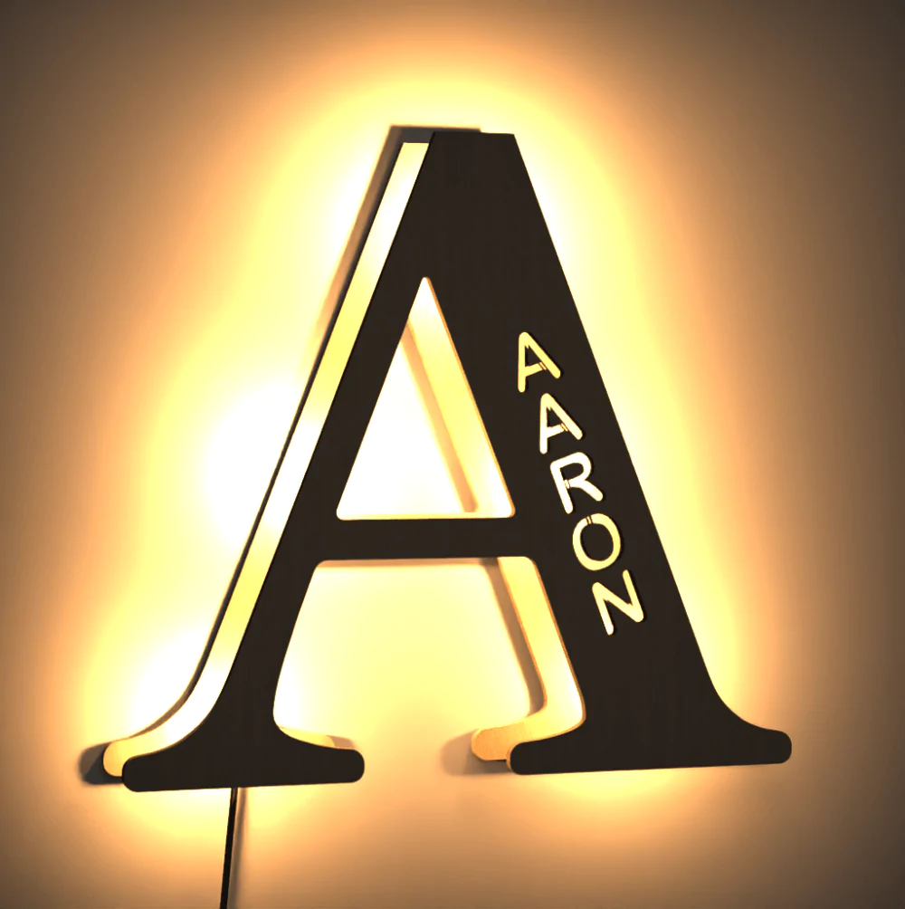 Custom Wooden Night Light Living Room Letter Lamp Wall Decor Name Ligh