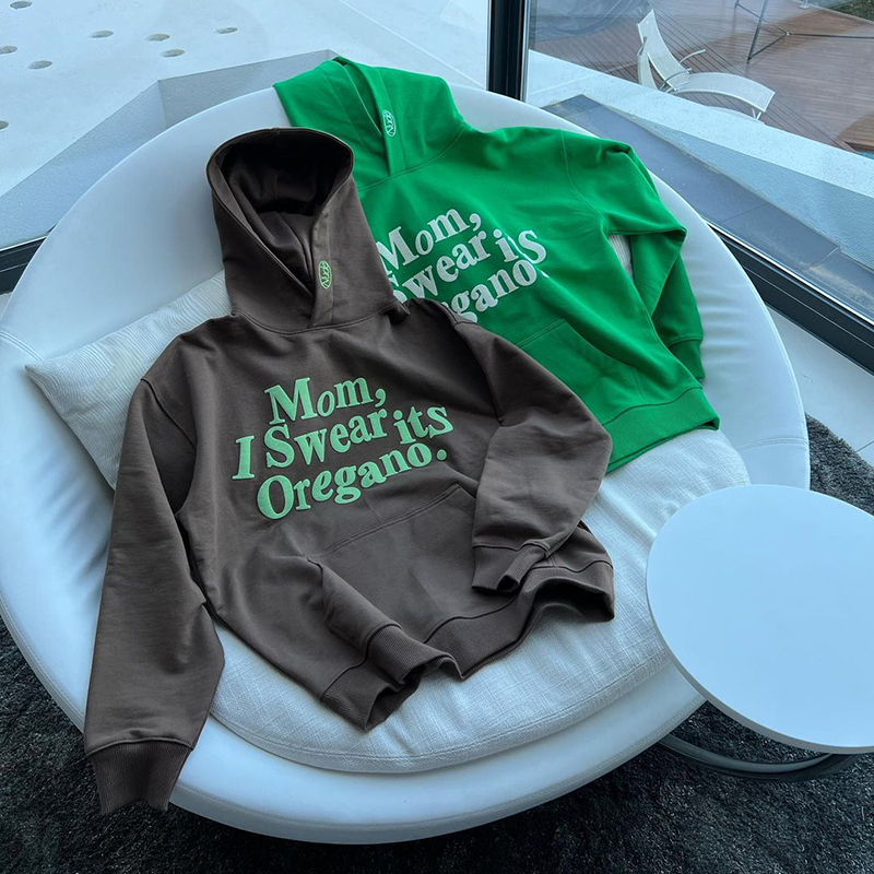 Puff Print Mon,I Swear Its Oreganno Loose Hoodie