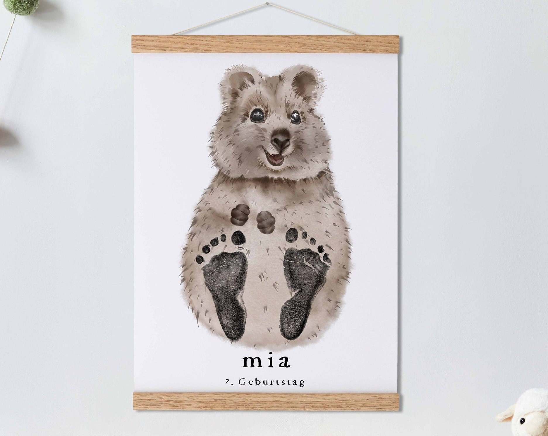 Curious Quokka, Baby Gift and Pets Gift Personalized,, Footprint Set, Mural Baby & Children's Room Animals, Quokka-babyanimal