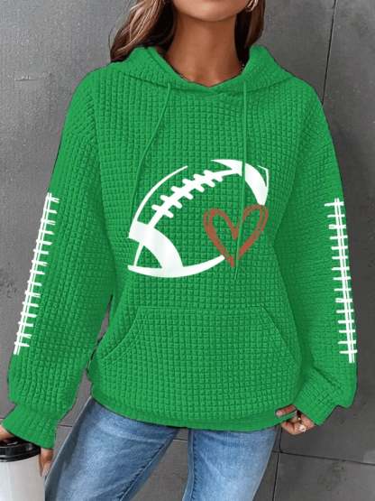 Women's Football Lover Casual Waffle Hoodie