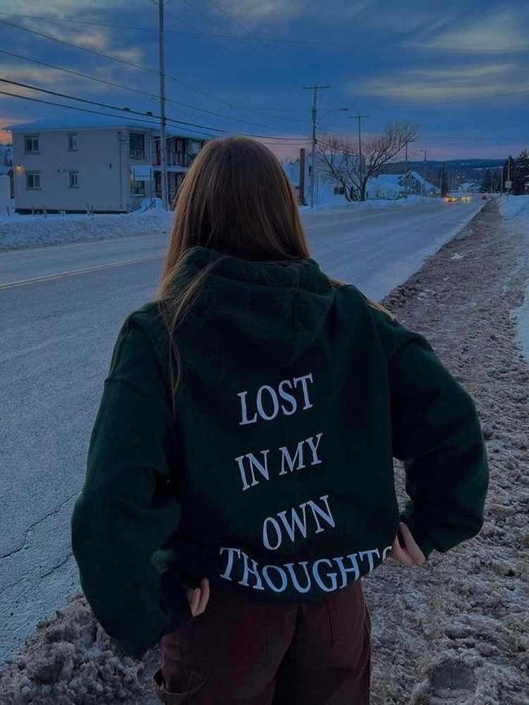 Lost In My Own Thoughts Print Hoodie