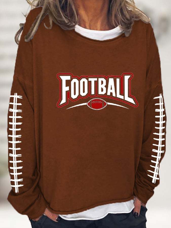 Women's Football Makes Me Happy Printed Casual Sweatshirt