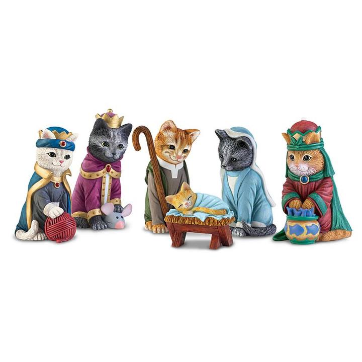 The PURR-fect Christmas Pageant Nativity Figurine Collection|Nativity Sets-babyanimal