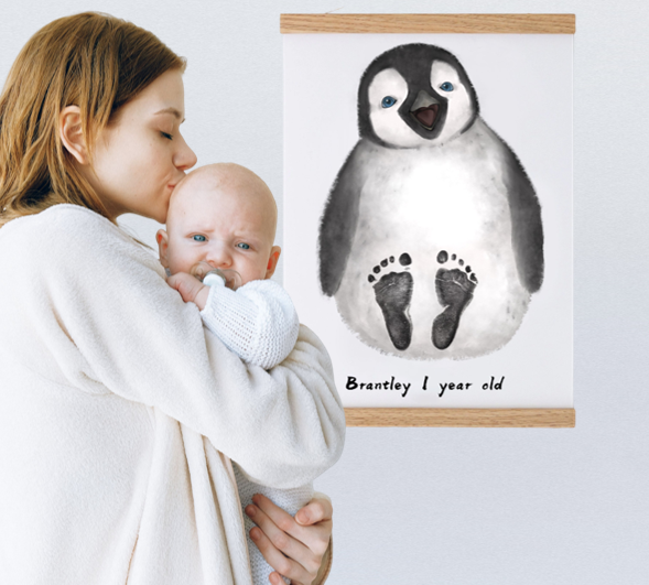 Part Baby Footprint Kit, Mural Baby & Children's Room Animals-Baby Nursery Decor! Best Baby Shower Gifts for Girls&boys!