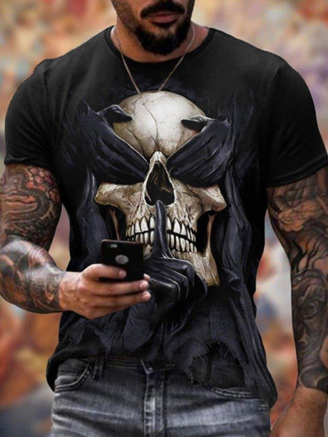 Men'S Trendy Five Finger Death Punch Skull Art Print Short Sleeve Round Neck T-Shirt