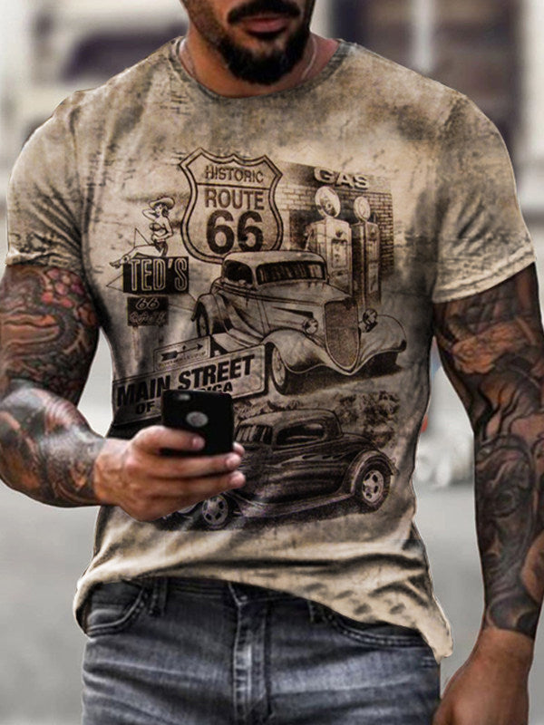 Men's Outdoor 66 Route Feel Freedom Pattern Tactical Short Sleeve T-Shirt