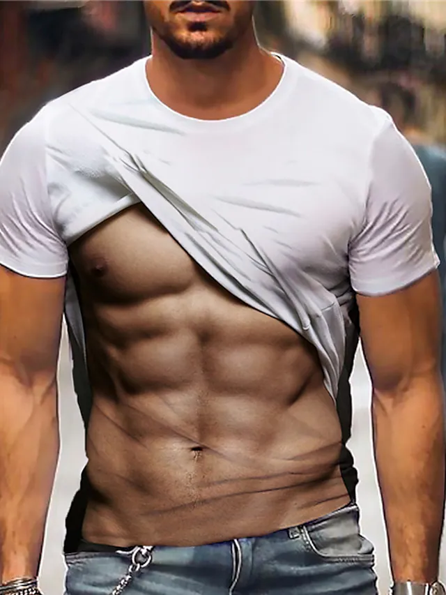 Men's Printed Casual Round Neck Short Sleeves