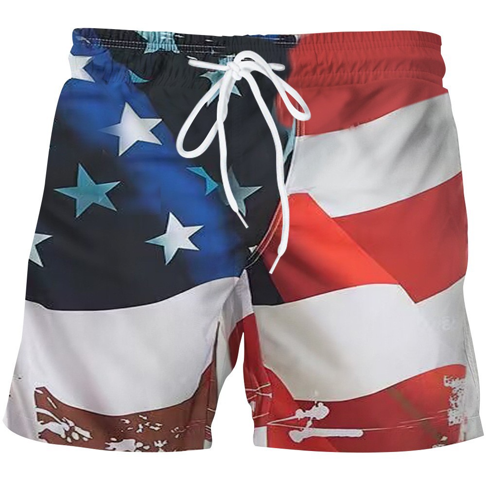 Summer new cross -border beach pants American independent day 3D digital printing leisure sports men's shorts
