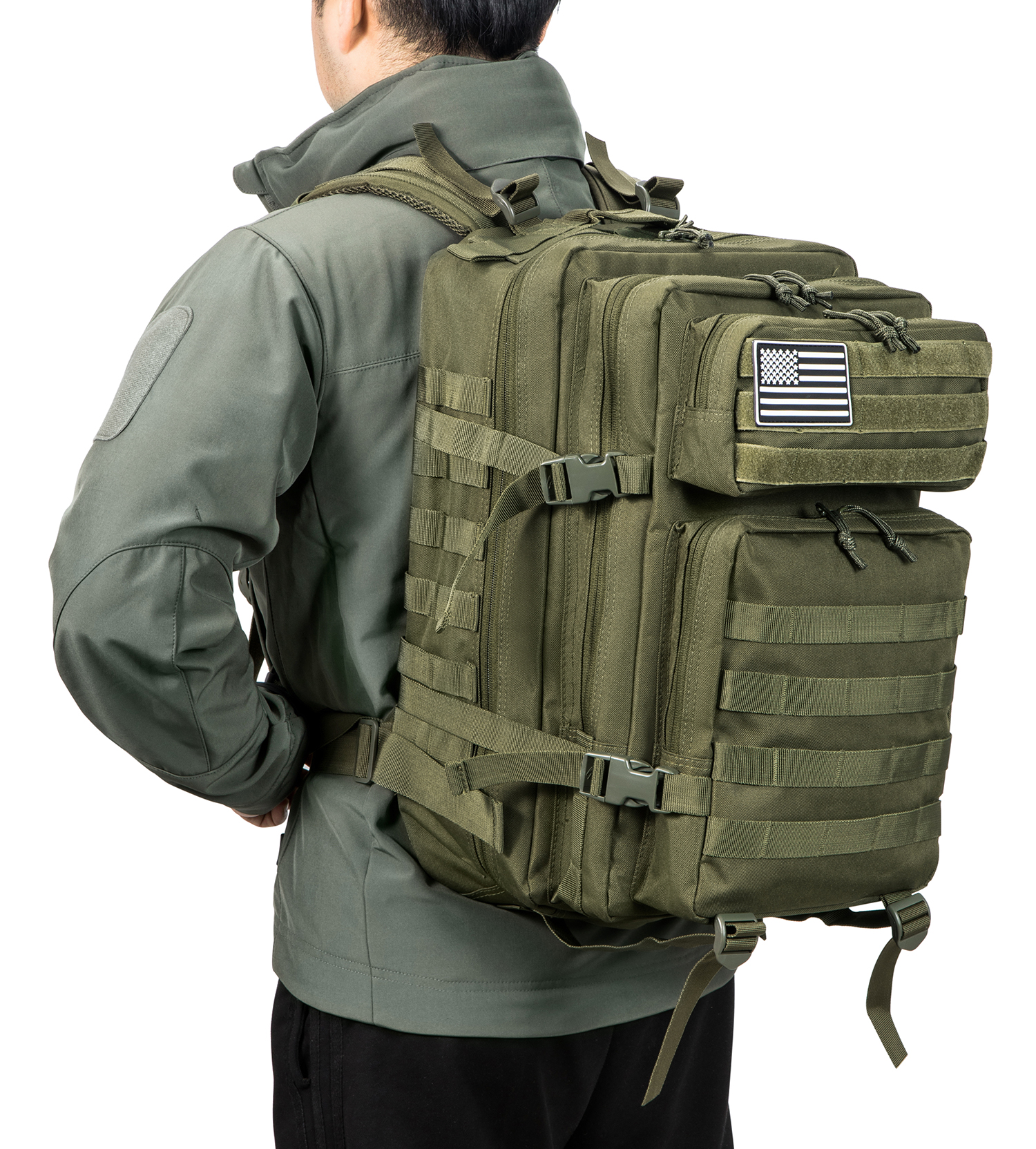 QT&QY® 45L Purple Army Green Taurus Tactical Backpack
