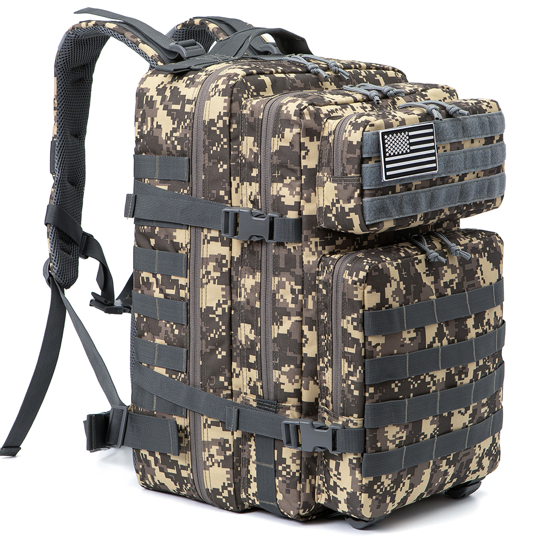 QT&QY Military Tactical Backpacks For Men Army Molle Daypack 45L Large 3  Day Bug Out Bag Gym Rucksack With Bottle Holder Black C