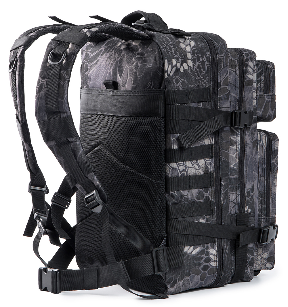 QT&QY® 45L Black Snake Skin Tactical Backpack