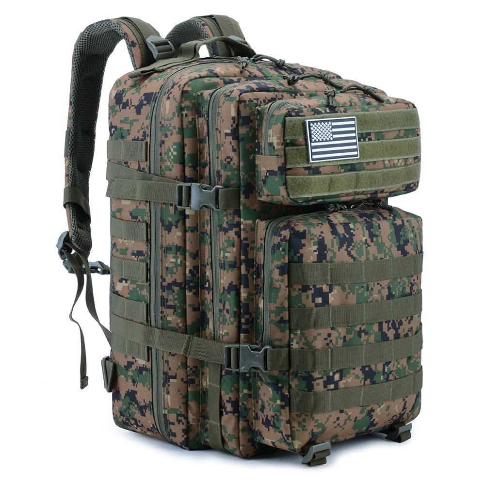 QT&QY 45L Tactics Crossfit Backpacks For Men/Women GYM Fitness Molle  Assault Pack Pack 3 Day Survival Bag Hiking Trekking Rucksack(Black Camo)