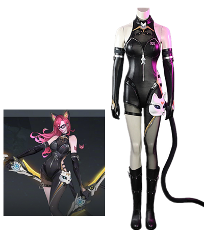Anime King Of Glory A Ke Game Cosplay Costume New Skin Dark Night Catgirl Jumpsuit Leather Sexy Costume Female Party Uniform