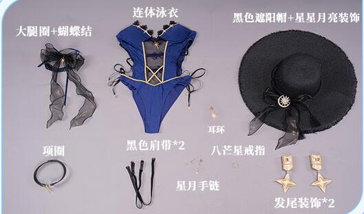 Game Genshin Impact Cosplay Mona Swimsuit Costume Exclusive Authorization Genshin Impact Fanart Mona Swimsuit Cosplay