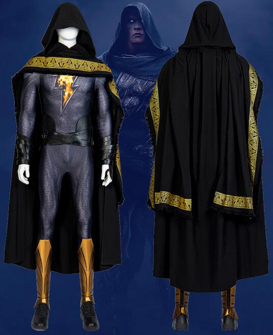 Black Adam Cosplay Costumes Full Set with Jumpsuit Cloak and Boots Halloween Costumes Adult Men Suit High Quality Outfit