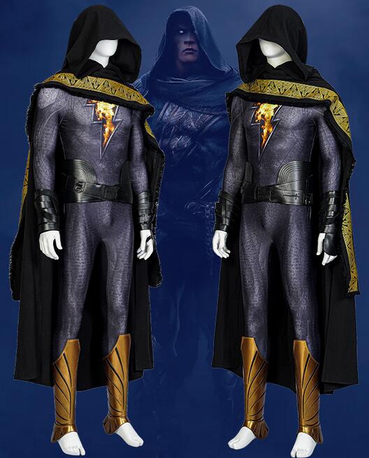 Black Adam Cosplay Costumes Full Set with Jumpsuit Cloak and Boots Halloween Costumes Adult Men Suit High Quality Outfit