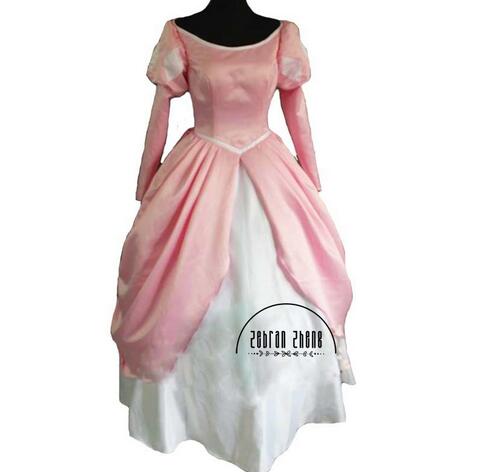 Princess Ariel Pink Dress Cosplay Costume For Adult Women Halloween Party Custom Made