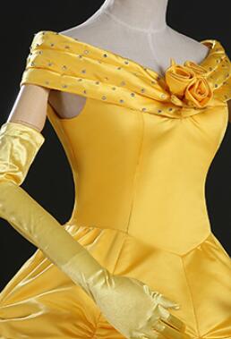 Top Quality Princess Belle Dress Luxury Crystal Cosplay Costume Dress For Women Halloween