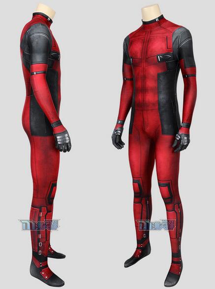 Movie Deadpool Cosplay Wade Wilson Cosplay Costume Deadpool Printed Jumpsuit Red Bodysuit Halloween Superhero Costume