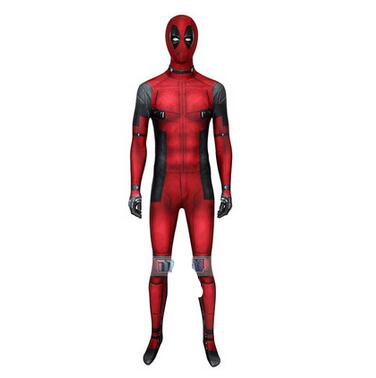 Movie Deadpool Cosplay Wade Wilson Cosplay Costume Deadpool Printed Jumpsuit Red Bodysuit Halloween Superhero Costume