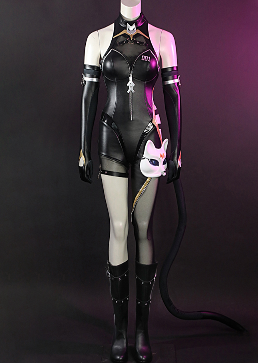 Anime King Of Glory A Ke Game Cosplay Costume New Skin Dark Night Catgirl Jumpsuit Leather Sexy Costume Female Party Uniform