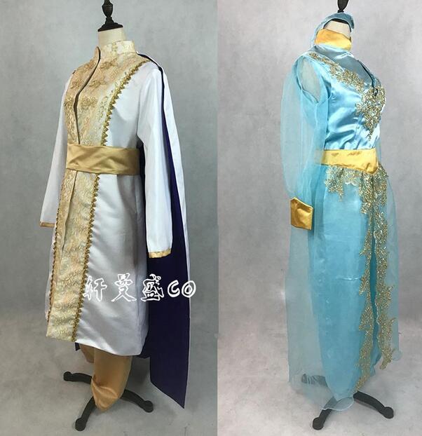 New Arrival Lamp Prince Princess Jasmine Lovers Cosplay Costume For Adult Man Women Halloween Party Costume Custom Made
