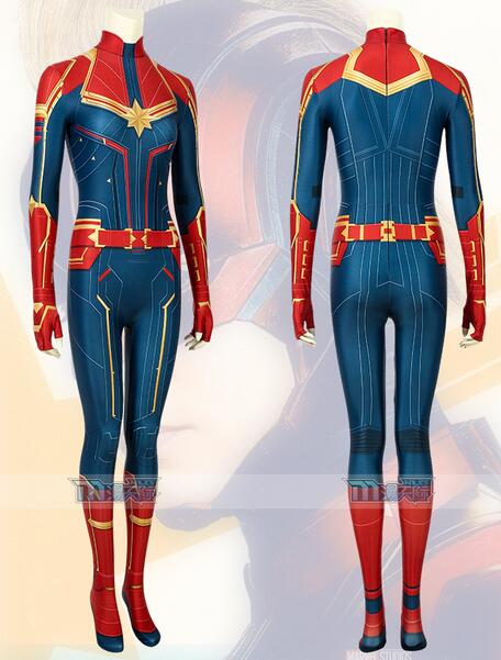 Captain Marvel Carol Danvers Costume Cosplay Bodysuit Movie Cosplay Costume Adult Jumpsuit Halloween Set