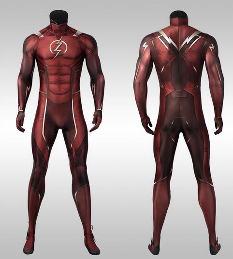Barry Allen The Flash Cosplay Costumes Spandex Zentai Jumpsuits With Latex Mask Tights Bodysuits For Halloween JusticeMen