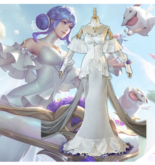 Game Arcane LOL League of Legends Sona Buvelle Cosplay Costume White Wedding Dress Sona Crystal Rose Costume Fancy Women Dress