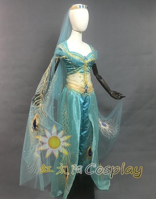 New Movie Jasmine Princess Top Quality Embroidery Cosplay Costume For Adult Women Girls Halloween Party Costume